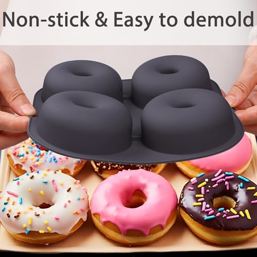 image for Fchil Silicone Donut Molds for Air Fryer, Set of 1, 4-Cavity Non-Stick