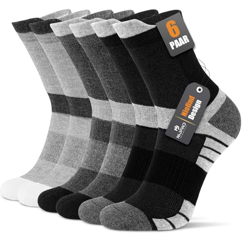 Niofind Calcetines Hombre, 6 Pares Calcetines Deporte Algodon, Anti-Ampollas, Anti-Olor, Absorbentes De Sudor, Transpirables, Calcetines Running Con Acolchado Para Correr, Trabajo, Ciclismo