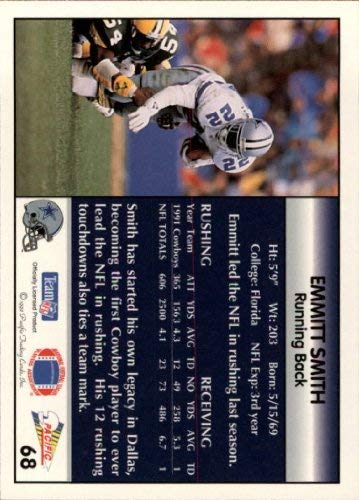 Amazon.com: 1992 Pacific #68 Emmitt Smith NFL Football Trading