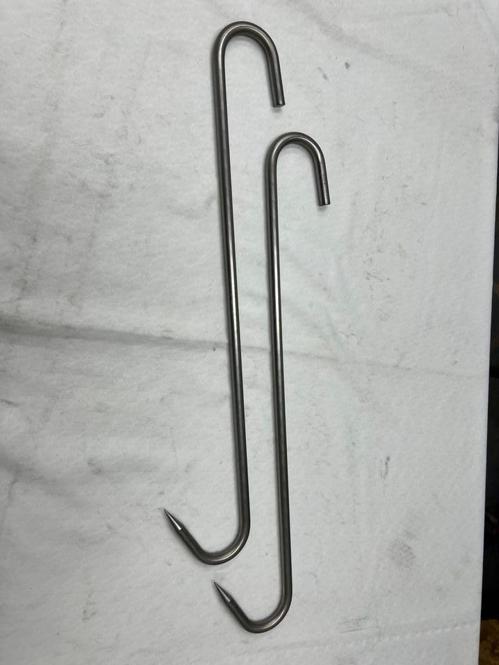 THE HOOK SHOP PAIR of FRONT SHOULDER HOOKS for BEEF 24 INCH STAINLESS