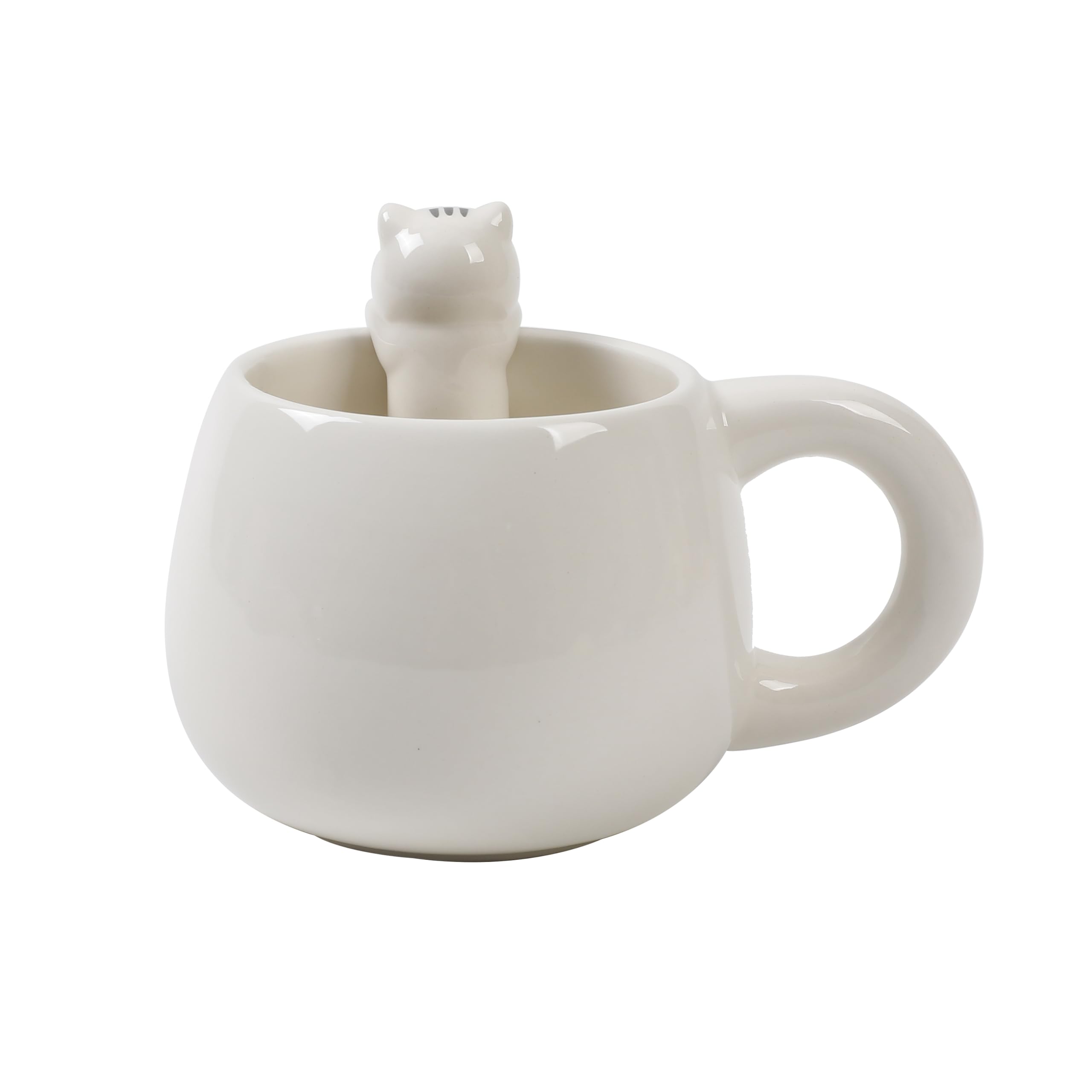 I-TOTAL® - Keramische mok met diermotief van keramiek aan de rand, mok voor thee of koffie ORANGE CAT 450 ml