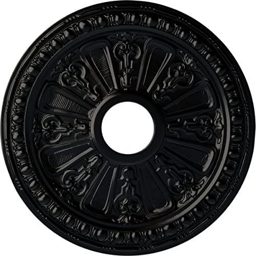 Image of Ekena Millwork CM18RABLF Raymond Ceiling Medallion, Jet Black