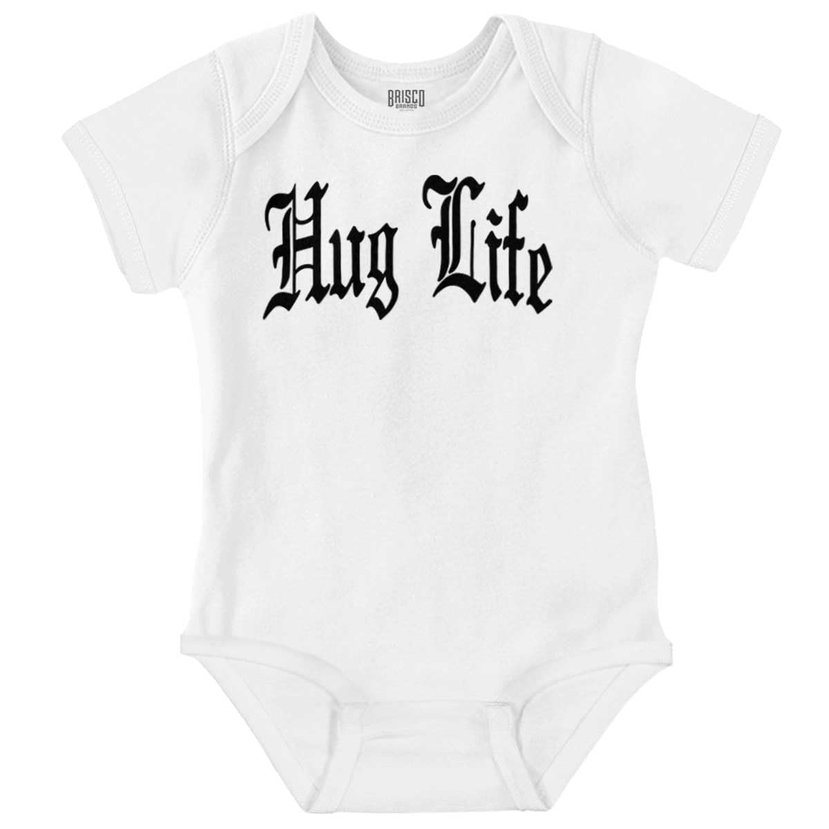 Brisco Brands Hug Life Tattoo Letters Font Funny Baby Romper Boys or Girls