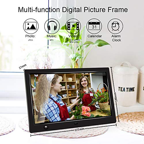 10 inch IPS Screen Digital Photo Frame, Digital Picture Frame with Motion Sensor, Timing Power On/Off, Support 1080P HD Video Player, Background Music, MP3, Calendar, USB Drive, SD Card [Jimwey] - Thumbnail 7