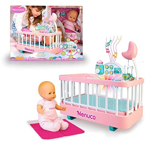 Nenuco Good Sleep Cradle with Baby Doll, Crib, and Accessories, 14" Doll Cover