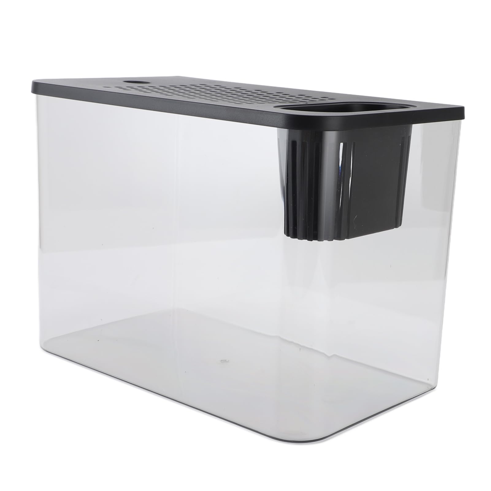 Generic Małe Akwarium Przezroczyste Plastikowe Mini Akwarium dla Złotych Rybek, Krewetek Betta Fish na Pulpicie (BLACK)
