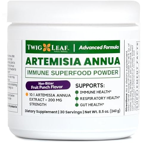 Artemisia Annua Immune Powder (Wormwood Herb Leaf Extract) Supports Brain, Digestion and Immunity Health - Artemisia Annua Supplement - Sweet Wormwood Extract - 30 Servings/8.5 Oz (240g) Cover