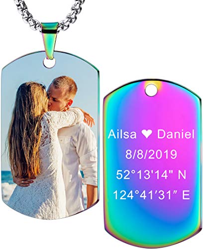 MeMeDIY Personnalisé Dog Tag Pendentif Collier Gravure Nom/Date/T...