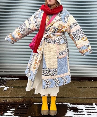 Antinson Women's Lightweight Blue Floral Puffer Jacket - Perfect for Chilly Adventures! - Image 4