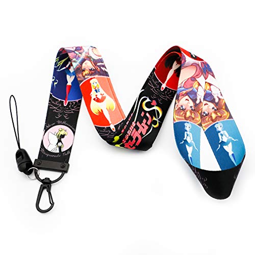 Sailor Moon Pink Lanyard for Keys ID Badge Holder Sailor Moon Keychain Anime Sailor Moon Necklace Jewelry for Girls (LY-Sailor Moon B)