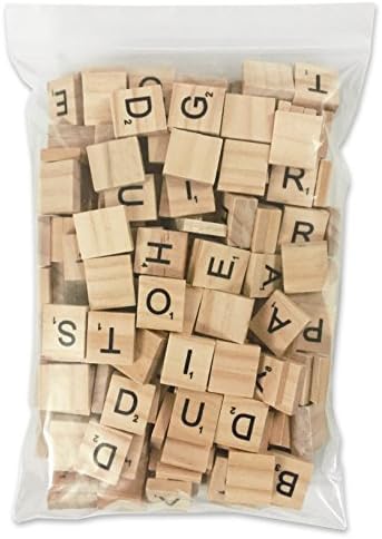 200 Pcs Scrabble Letters - 2 Complete Sets 200 Pcs in 1 Pack - Wood Tiles - Great for Crafts, Letter Tiles, Spelling by Clever Delights