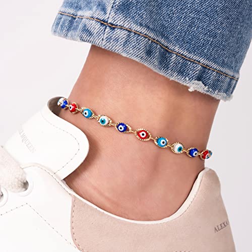 Image of Barzel 18k Gold Plated Evil Eye Anklet Bracelet - Made In Brazil
