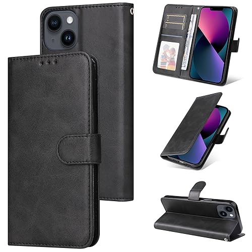 E-Lush Handyhülle für iPhone 13 Hülle Leder PU, Magnet Klapphülle Flip Wallet Kartenfach 360 Stoßfeste Schutzhülle für i...