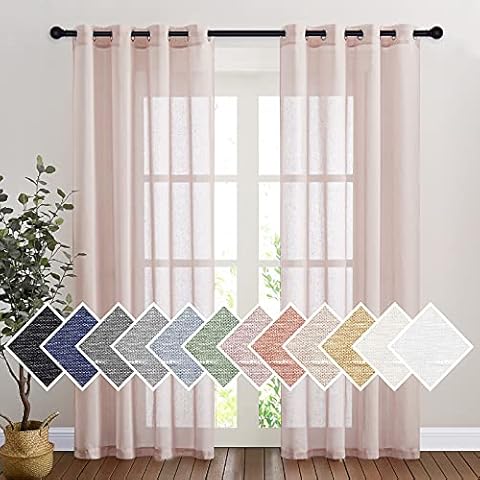 NICETOWN Semi Sheer Linen Curtains Cover