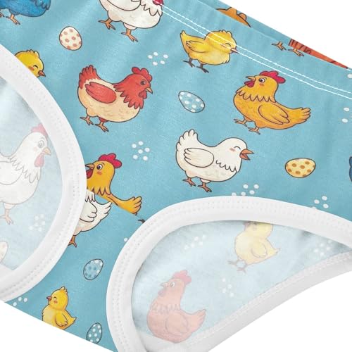 Joisal Cute Chicks Colors Poses Blue Cute Panties Girl Toddlers Underwear Floral Cotton Artistic Underpants Briefs 2t4