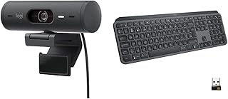 Logitech Brio 500 Full HD Webcam with Auto Light Correction, show Mode & MX Keys Advanced Wireless Illuminated Keyboard, Tactile responsive Typing, Backlighting, Bluetooth, USB-C, Apple MacOS
