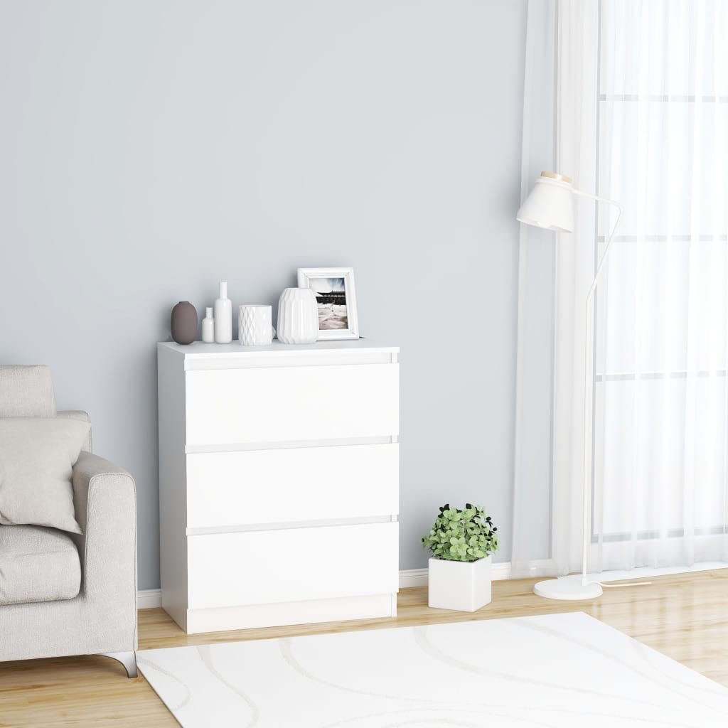 Kredens biały 60 x 35 x 76 cm, materiał drewnopochodny, z 3 szufladami, wszechstronne miejsce do przechowywania do salonu, korytarza, biura, nowoczesna konsola do jadalni i kuchni