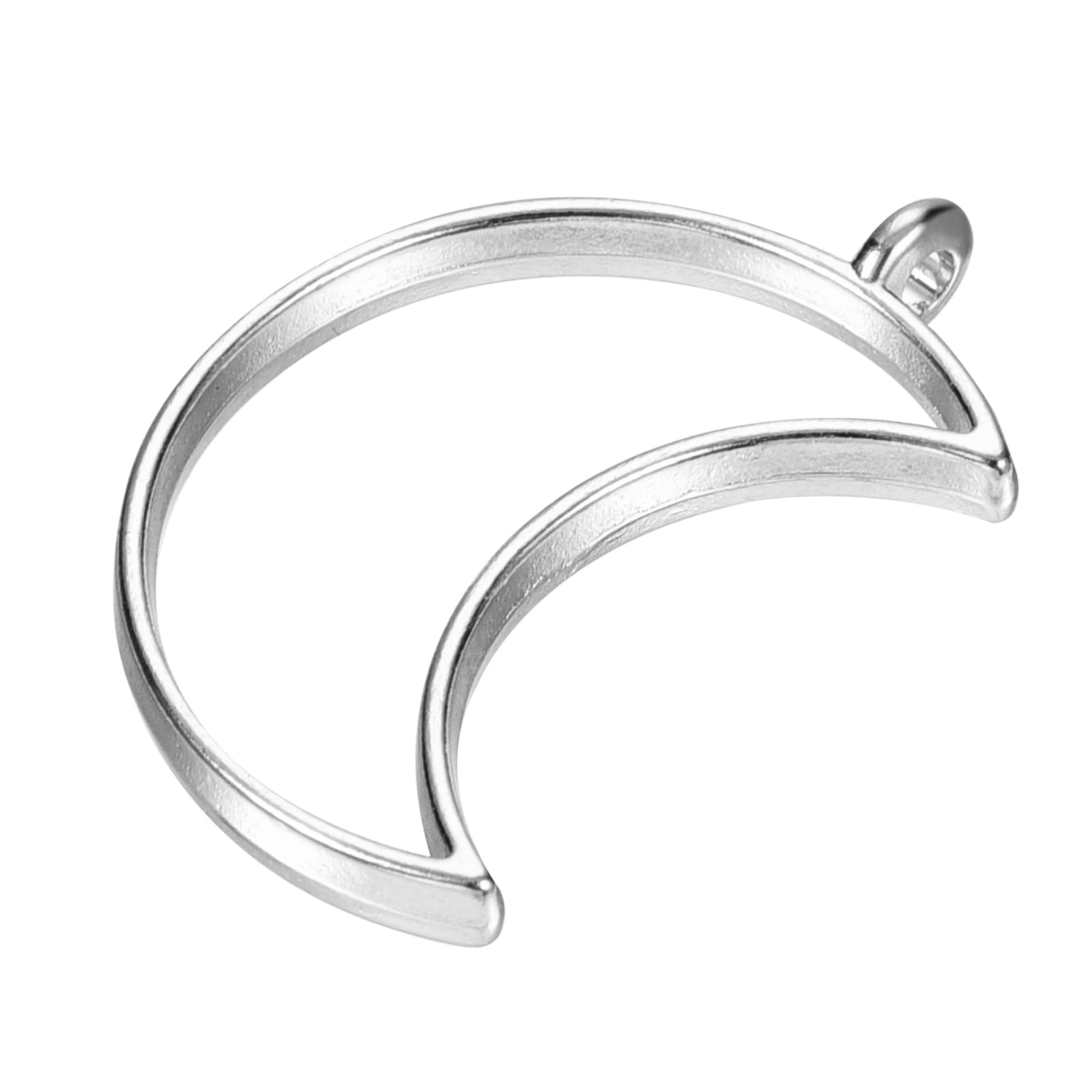 M METERXITY 10 Pack Open Bezels for Resin - Hollow Frames Alloy Moon Shaped, Apply to DIY Crafts Pendants Pressed Flowers (Silver Tone) - Image 4