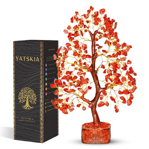 YATSKIA Red Jasper Crystals - Crystal Tree of Life - Gemstone Tree - Spiritual Items - Meditation Room Decor - Spiritual Decor - Reiki Gifts - Good Luck Charms - Metaphysical Gifts
