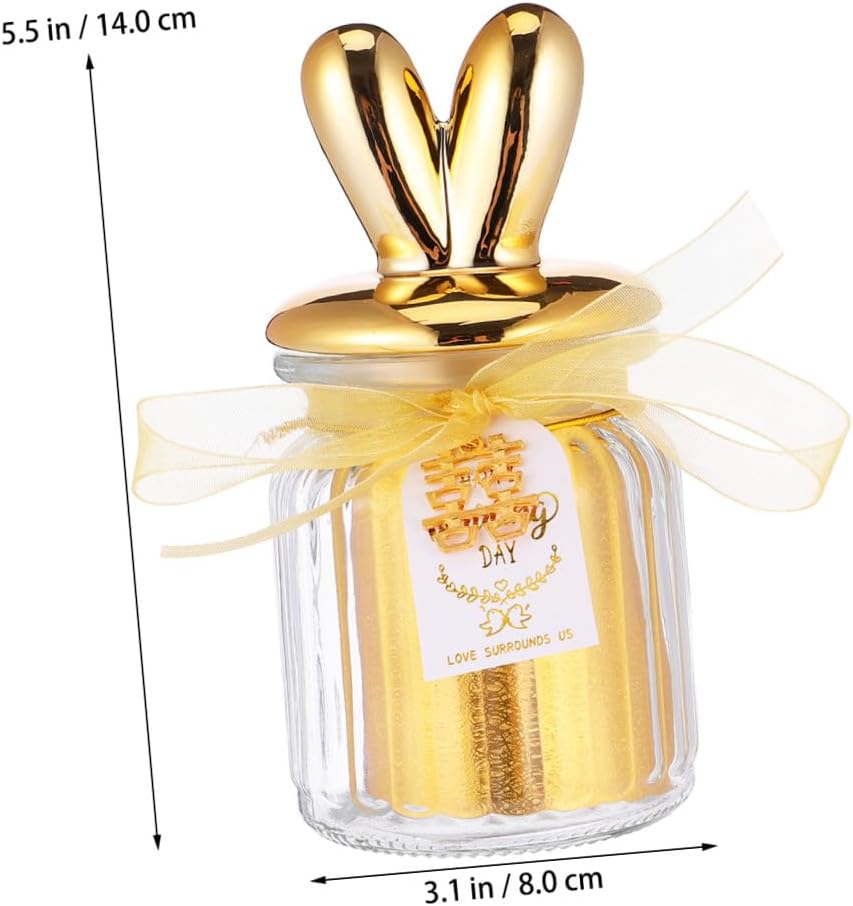 Ceramic Bunny-Shaped Candy Jar with Glass Overgild Lid, Sealed Wedding Candy Storage Bottle, Golden Finish Decorative Display Jar for Party Favors