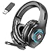 Produktbild Wireless Gaming Headset, 2,4G kabellos Over-Ear Gaming Kopfhörer mit Mikrofon RGB und Lautstärkeregler, Kompatibel mit PC, MAC, PS4-und PS5
