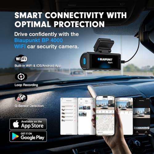 Image of Blaupunkt Dashcam-BP 4000 WiFi Dual Camera 3K +1080P,3.16 inch IPS Screen, 5MP, IMX 335sensor, Supports ADAS,G Sensor,512GB SD Card Capability,170 Wide Angle View, Built-in Mic and Speaker