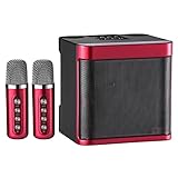 HIUYRFS Máquina de Karaoke, Altavoz Bluetooth Karaoke con 2 Microfono Inalambrico, Karaoke Completo Portátil Soporte Tarjeta TF, AUX, USB para...
