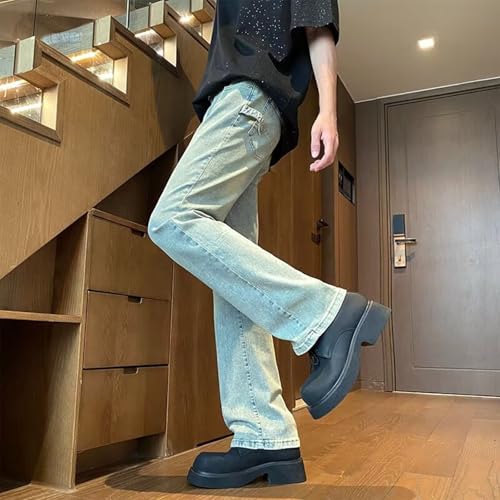 Mens Jeans Stylish Washed Straight Fit Stretch Pants Teen Boys Vintage Denim Sweat Pants Casual Streetwear Jeans Soft4