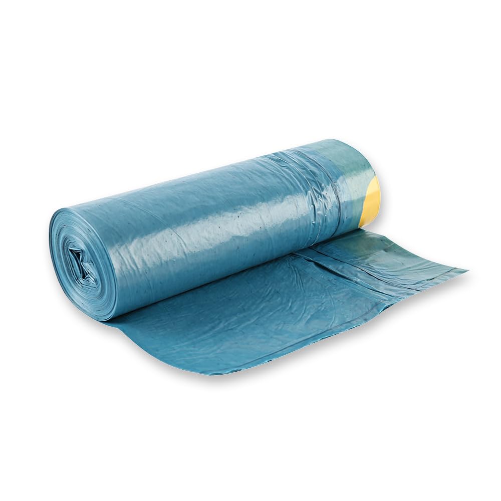 Franz Mensch HygoClean Müllbeutel mit Zugband Eco, 30 l, dunkelblau | LDPE, Rolle, 525 Stück (35 x 15Stück), wasserdichte Müllsäcke, Mülltüte für Hausmüll