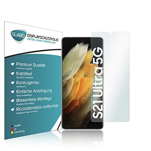 Slabo 4 x Skärmskydd för Samsung Galaxy S21 Ultra (5G) skyddsfilm Utrustning Crystal Clear KLAR