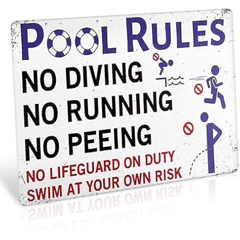 Andibro Safe Pool Rules Metal Sign Cover