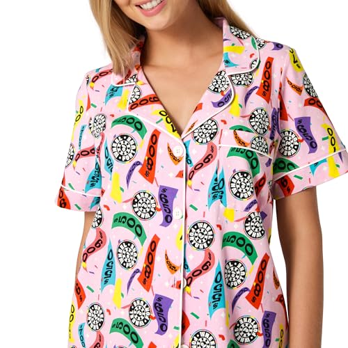 Image of Bed Head PJs Womens Matching Pajamas - Soft Organic Short Sleeve Button Down PJ Shirt & Shorts Set - Sleepwear & Loungewear