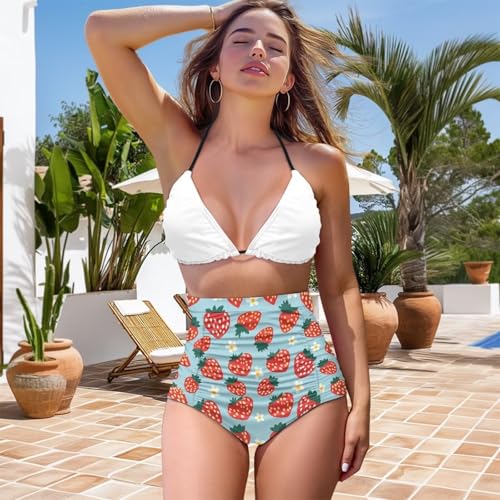 Girls High-Waisted Swim Shorts Elastic Waist Adjustable Ties Swimwear Bottoms for Women Gifts4