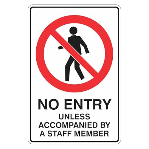 Site Access Rule Sign, Enter Only With Staff Company Metal Sign 12x8 Inch