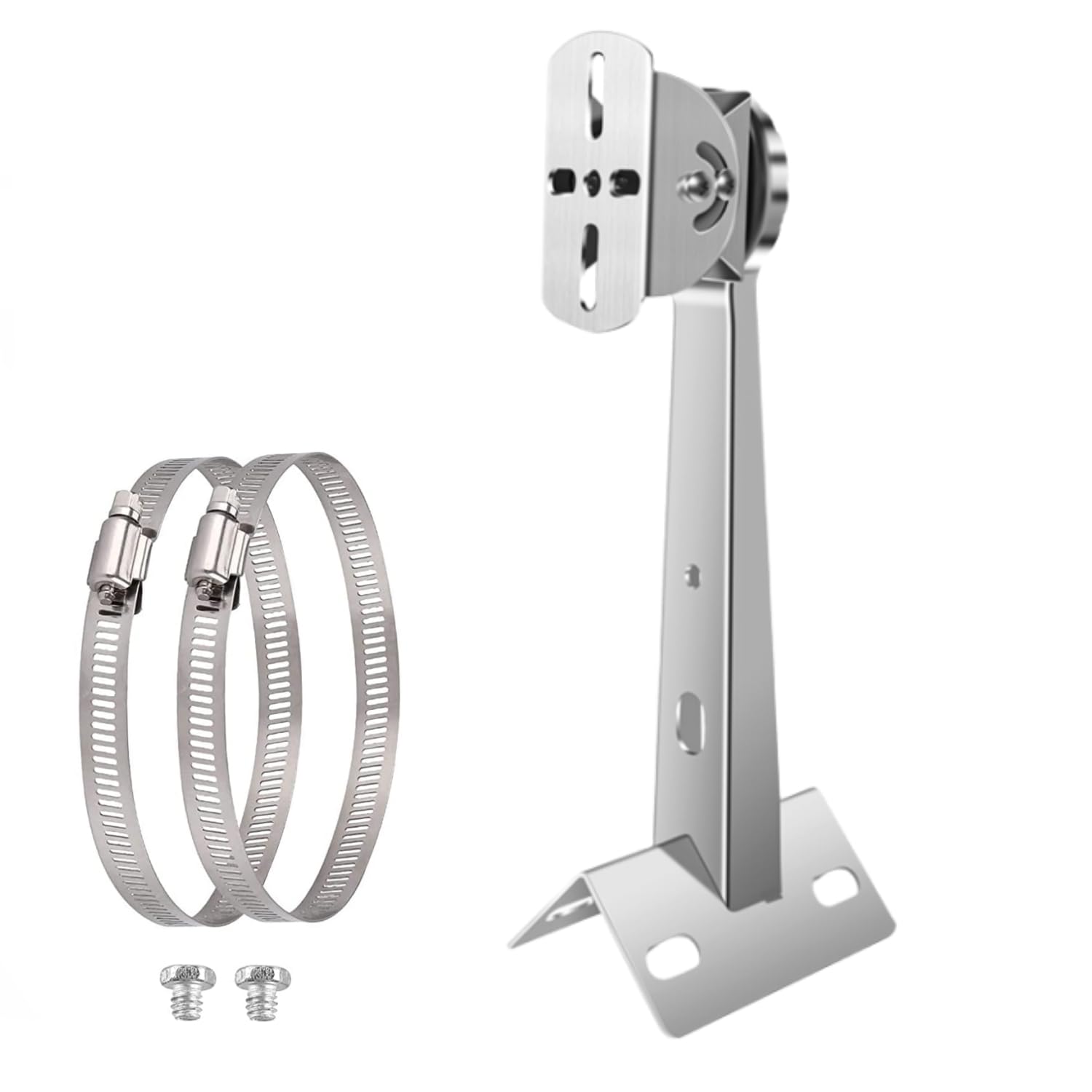 Ctxsumtec White Cctv Security Camera Corner Pole Mounting Bracket With 2 Loops For Surveillance Camera, Dahua Bullet And Ptz Cameras(Stainless Steel, 25.8Cm/10.16") (1 Duckbill Mount（Steel）)