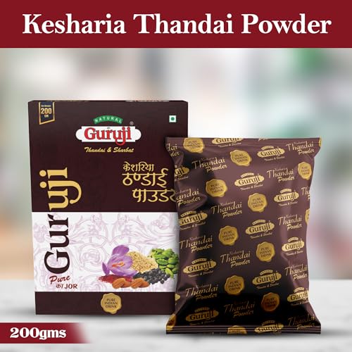 Image of Jai Guruji Kesharia Thandai Dry Fruit Powder Instant Refreshing Drink For Summer (Mix with milk Only) 200 Gram (Pack of 2)