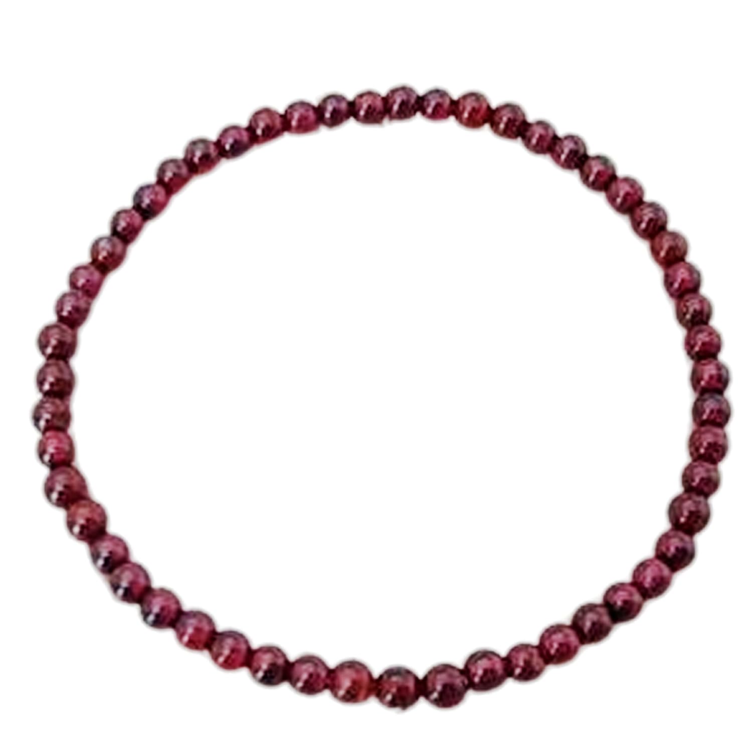 Natural Garnet 4mm Round Shape Smooth Cut Beads Stretchable Bracelet For Men & Women. Unisex Bracelet For Healing, Meditation, Prosperity, Gift & Luck|STBR_RR_03323