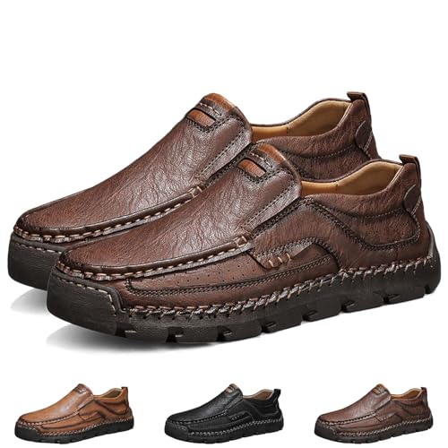 Matufit Men's Handcrafted Cowhide Orthopedic Loafers - Wide Toe Box, Men's Comfortable Casual Genuine Leather Slip on Loafers