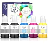 GI-26 GI26 GX7021 GX6120 Ink Refill Bottles Compatible for Canon GI26 GI-26 Ink, Compatible for Canon MAXIFY GX6021 GX7021 GX7120 GX6020 GX4020 GX6120 GX5020 GX7020 Megatank Printer