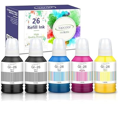 GI-26 GI26 GX7021 GX6120 Ink Refill Bottles Compatible for Canon GI26 GI-26 Ink, Compatible for Canon MAXIFY GX6021 GX7021 GX7120 GX6020 GX4020 GX6120 GX5020 GX7020 Megatank Printer