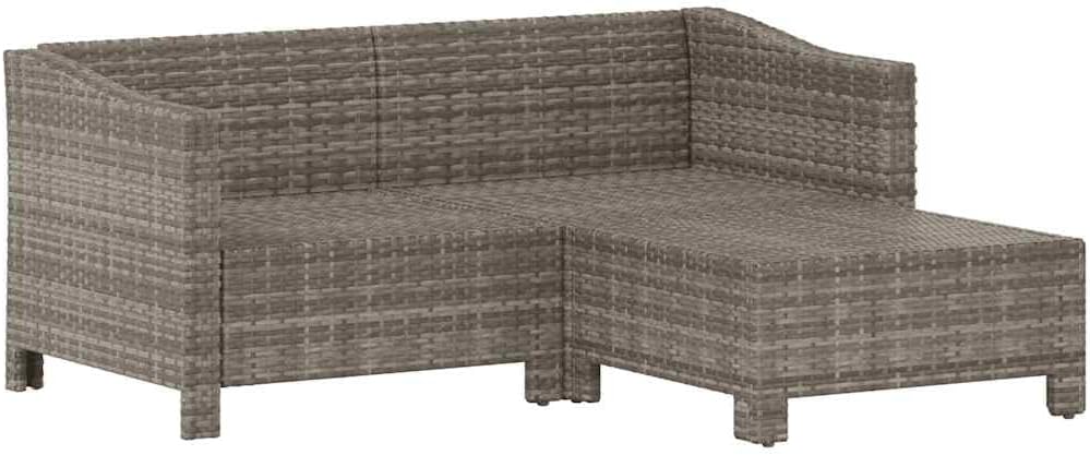 vidaXL 2 Piece Garden Lounge Set in Gray - with Cushions, Durable Poly Rattan, Steel Frame, Comfortable, Easy Assembly, Lightweight and Modern Design for Patio/Backyard Settings