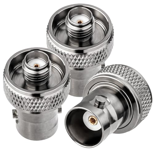 BNC Female to SMA Female Adapter 3 Pcs Copper Material Black Electroplated Finish Connector for HAM (144/430MHz) Handheld Antenna Radio Compatible with Baofeng UV-5R Quansheng Yaesu FT3D FT-60R