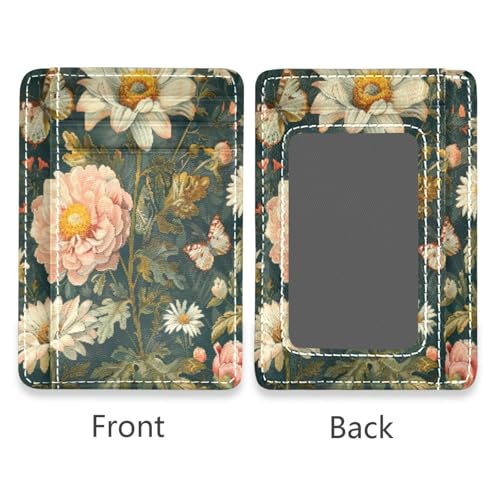 Daisy Flowers Card Holder Slim Front Pocket Wallet Minimalist RFID Blocking Credit Card Case for Women Men2