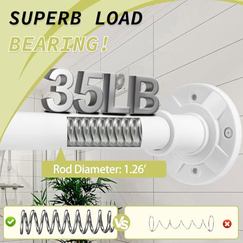 Image of White Outdoor Tension Rods No Drilling Shower Curtain Rod 31-88 In (7ft) Adjustable Rustproof Stainless Steel Heavy Duty Spring Tension Rods for Patio Bathroom Balcony Window Anti-Slip