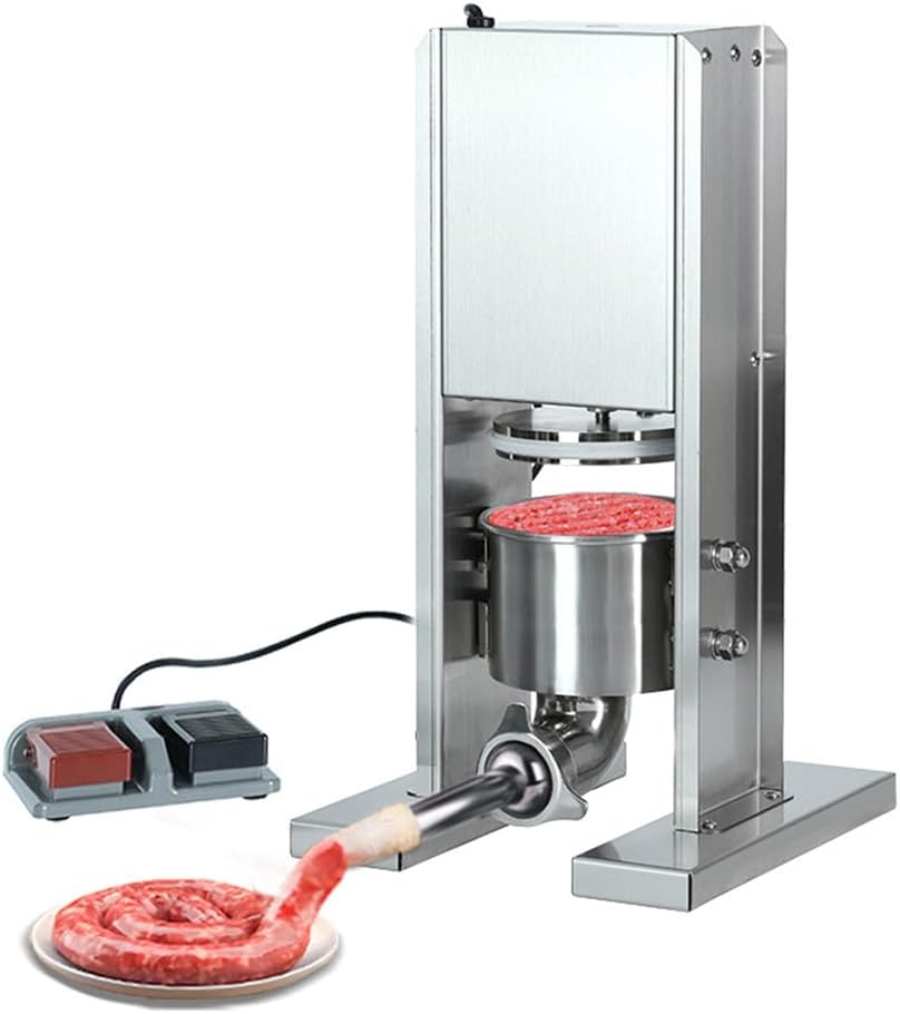 Electric Sausage Stuffer Machine, 2L Stainless Steel Vertical Sausage Maker with Foot Pedal,Dual Speed, Easy Clean Up Sausage Maker,