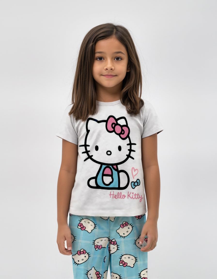 Hello Kitty Girls Pajama Set - 3 Piece Pants, T-Shirt & Shorts - Sleepwear PJ Set for Kids, Toddler Girl Pajamas - Image 3