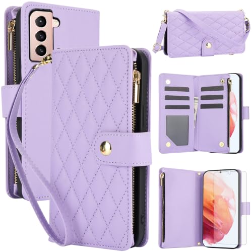 Coque Samsung S22+ 5G Asuwish antichoc avec porte-carte zip et béquille