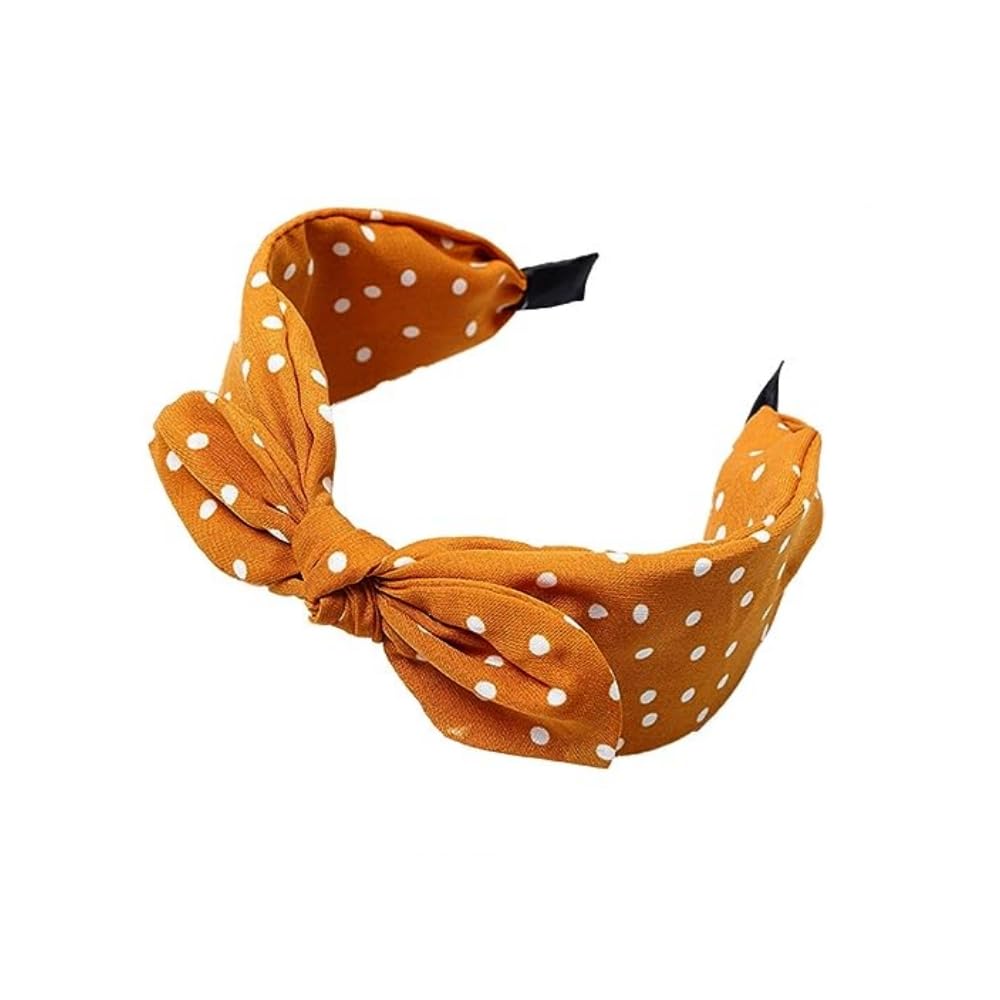 Juliyeh Women's Bow Headbands with Polka Dots, Hair Hoop with Furling Pompoms