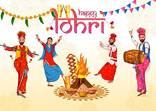 Toile de fond Happy Lohri tissu lavable infroissable motif indien punjabi