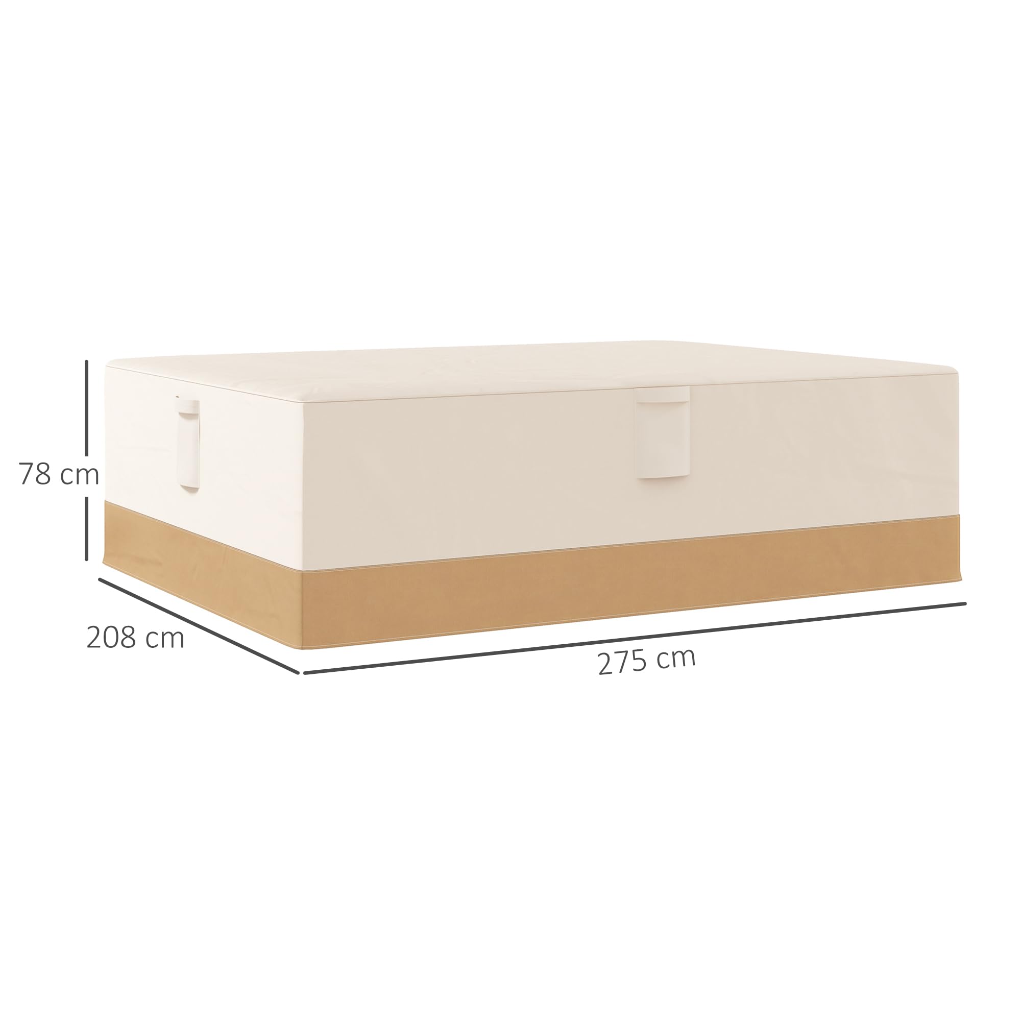 Outsunny Custodia protettiva per mobili da giardino 270 x 200 x 78 cm Tela Oxford 600 D impermeabile Copertura per divano tavolo esterno con 4 ventole 5 manici e cordino da trazione beige